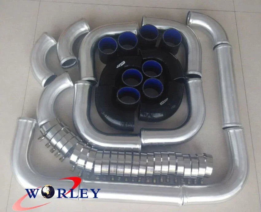 2.5" Universal Turbo Boost Intercooler Piping Kit for Aluminum Black Hose
