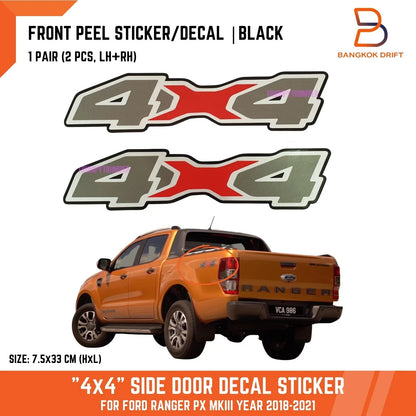 4x4 Side Cabin Rear Body Decal Sticker for Ford Ranger PX3 Wildtrak (2018-2021)