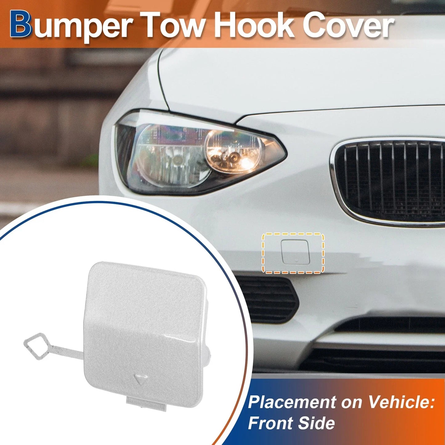 Front Bumper Tow Hook Cover for BMW 1 Series Ice Silver Metallic