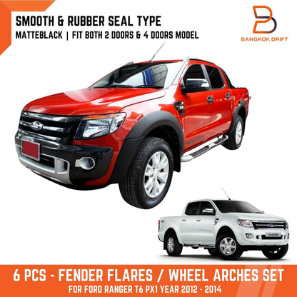 Matte Black Fender Flare Wheel Arch for Ford Ranger UTE T6 PX1 (2012-2014)