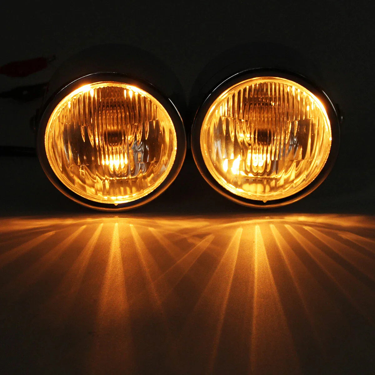 Dual Twin Front Headlight Lamp w/ Bracket for Harley Motorcycle