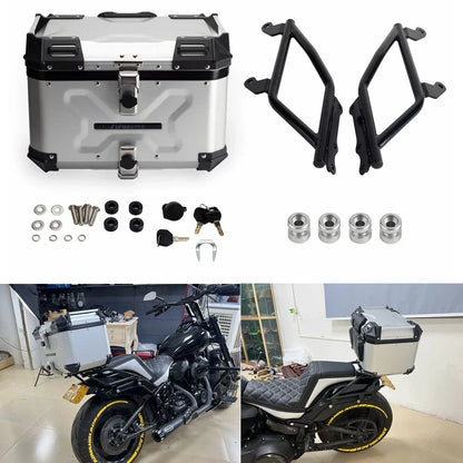 Silver Tail Box Luggage Case with Rack for Harley Softail FXLR (2018)
