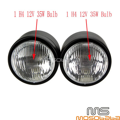 4" Black Dual Round Headlight for Honda Harley Cafe Racer