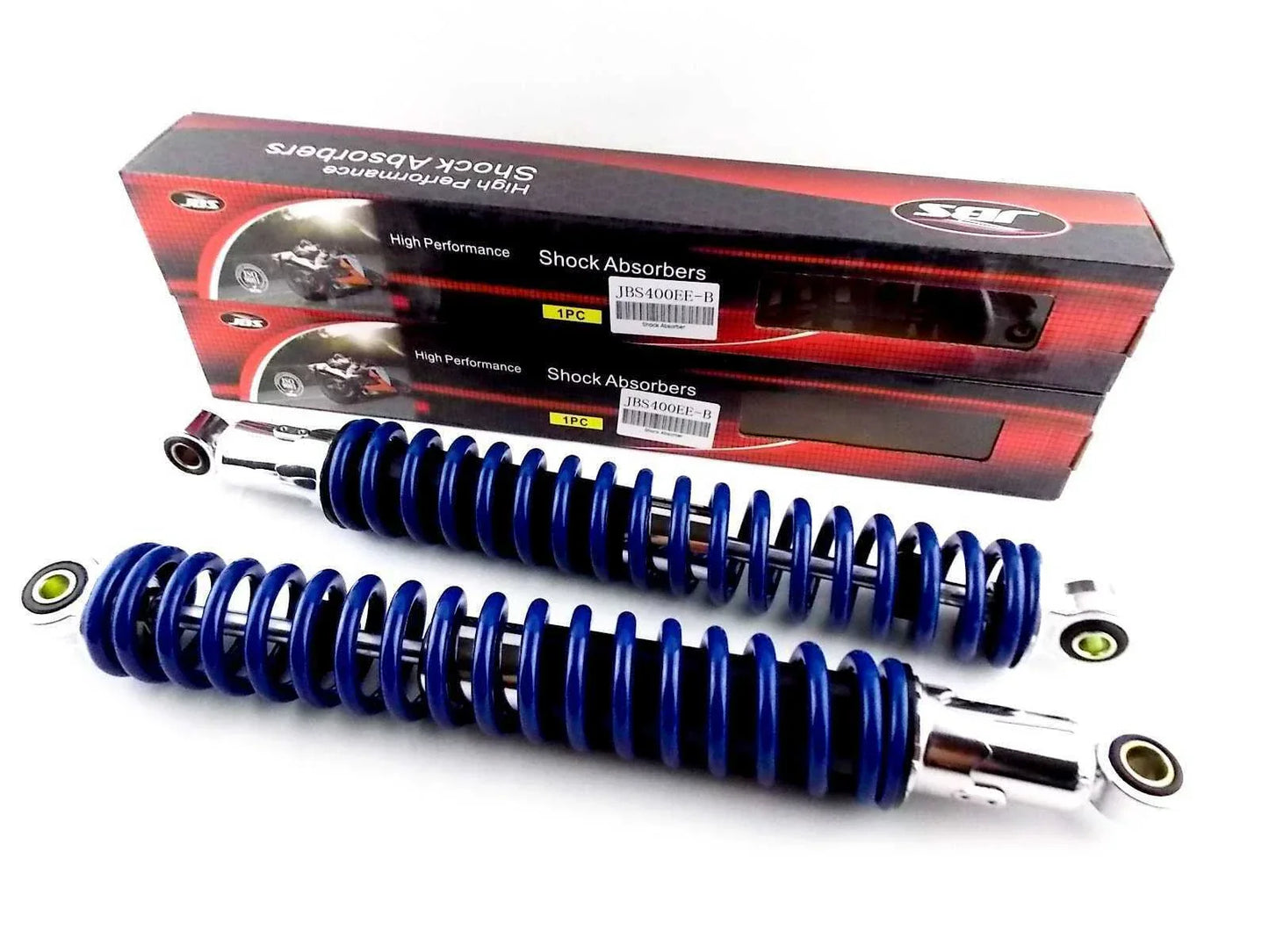 400mm Blue/Chrome JBS Rear Shock Absorbers for Kawasaki KE175