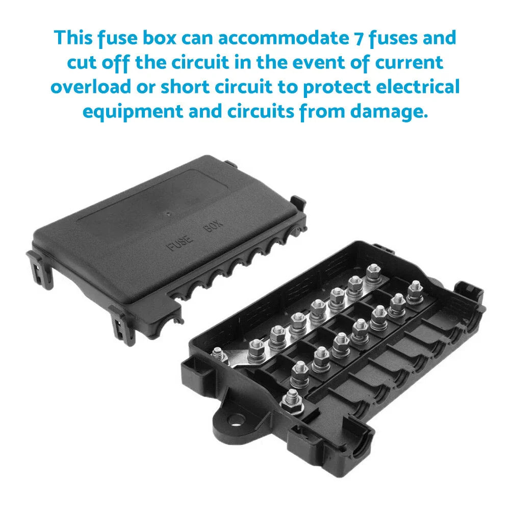 7 Way Multi Fuse Block Box Holder for Car Auto Battery (12-32V)