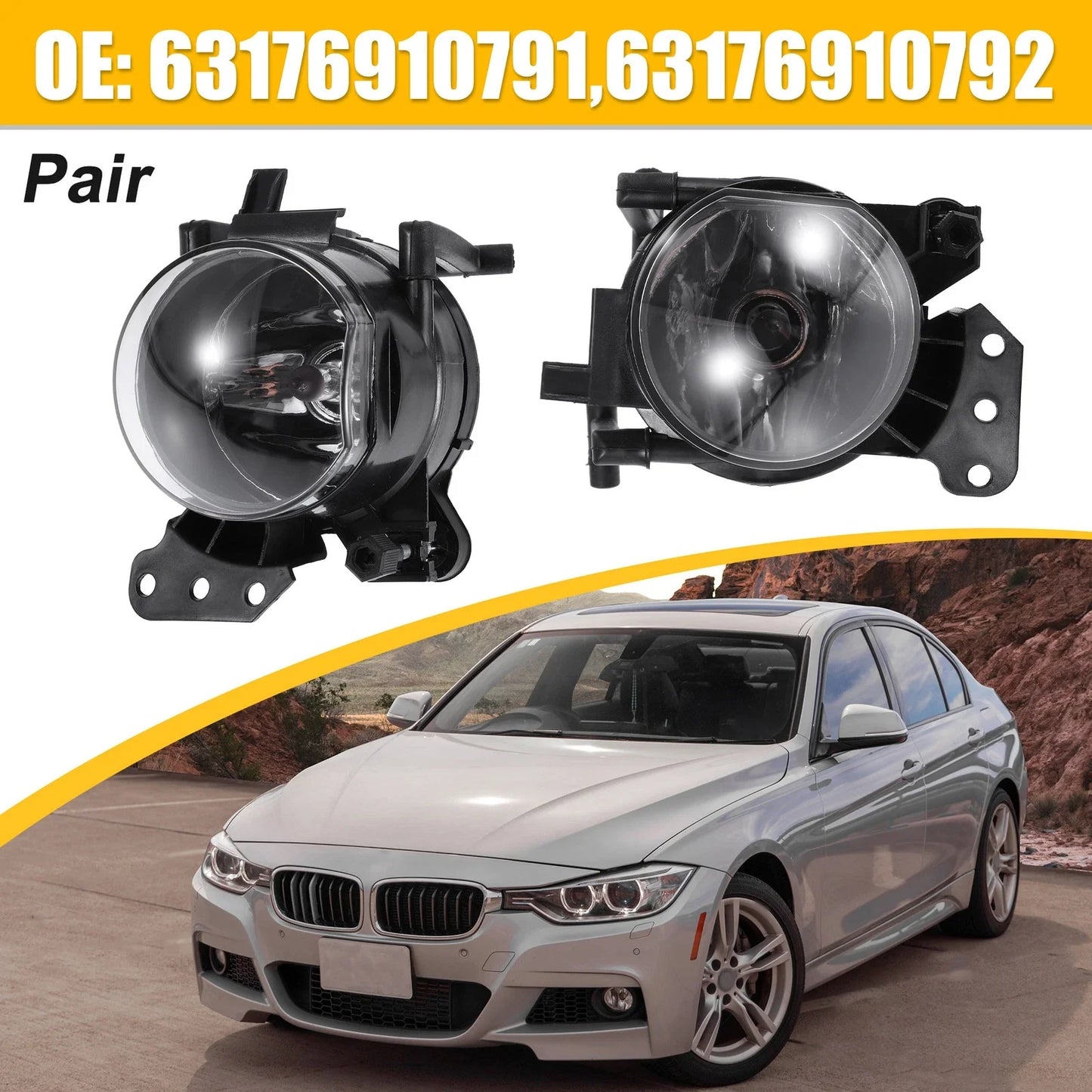 1 x Pair Driving Fog Lights with Bulbs for BMW 525i 530i (2004 - 2007)