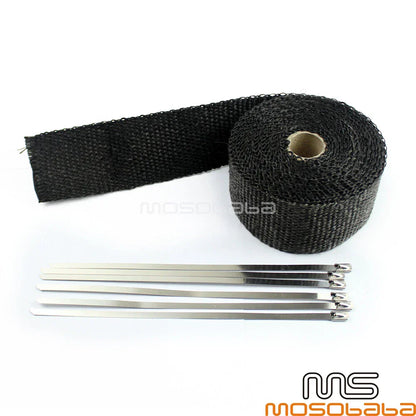 Black Pipe Wrap Exhaust Turbo Heat Manifold Header 2" for Car