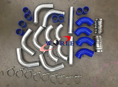 2" Aluminum Universal Intercooler Turbo Piping Hose T-Clamp Kit for Cars