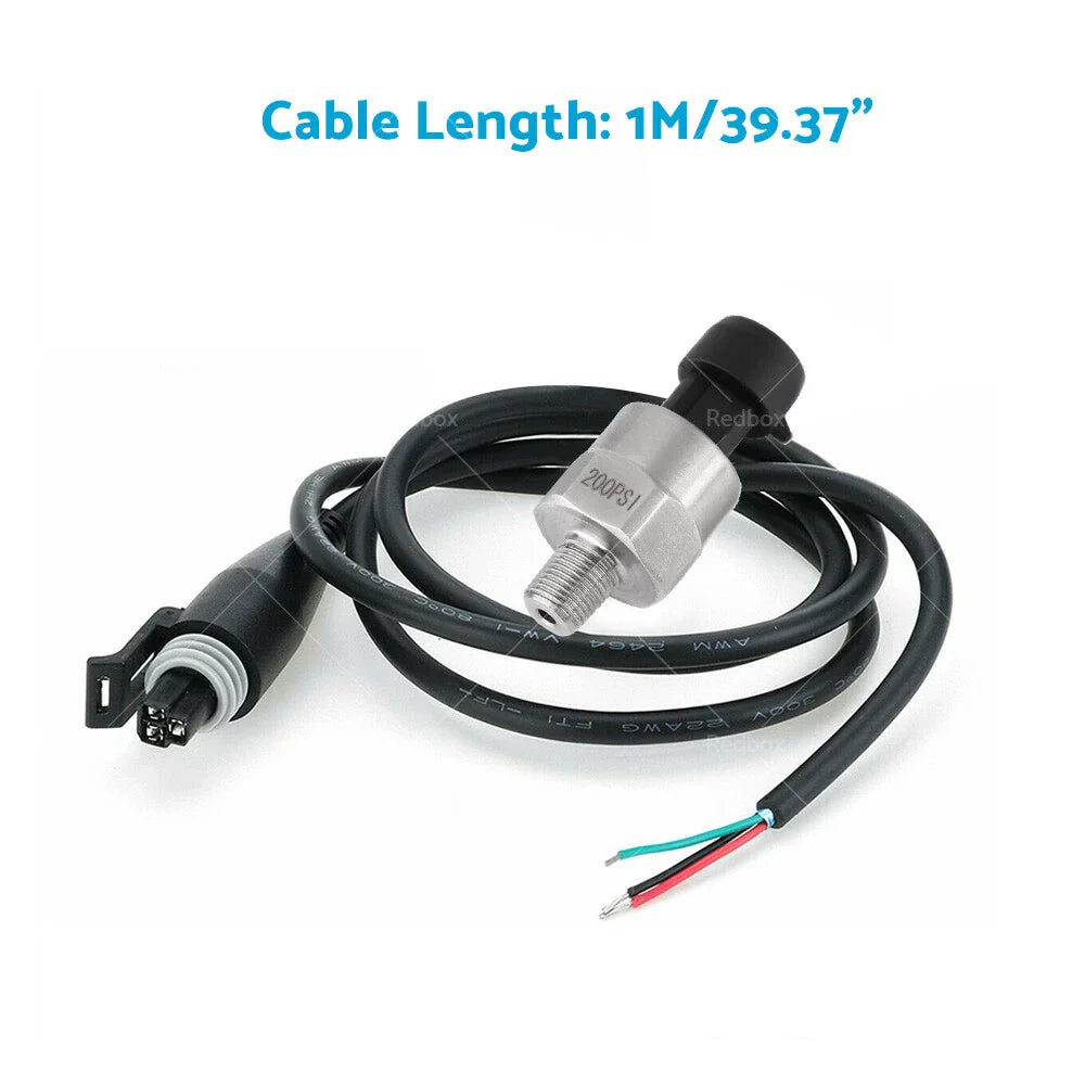 200PSI 5V Pressure Transducer Sensor for Air Oil Fuel - Stainless Steel