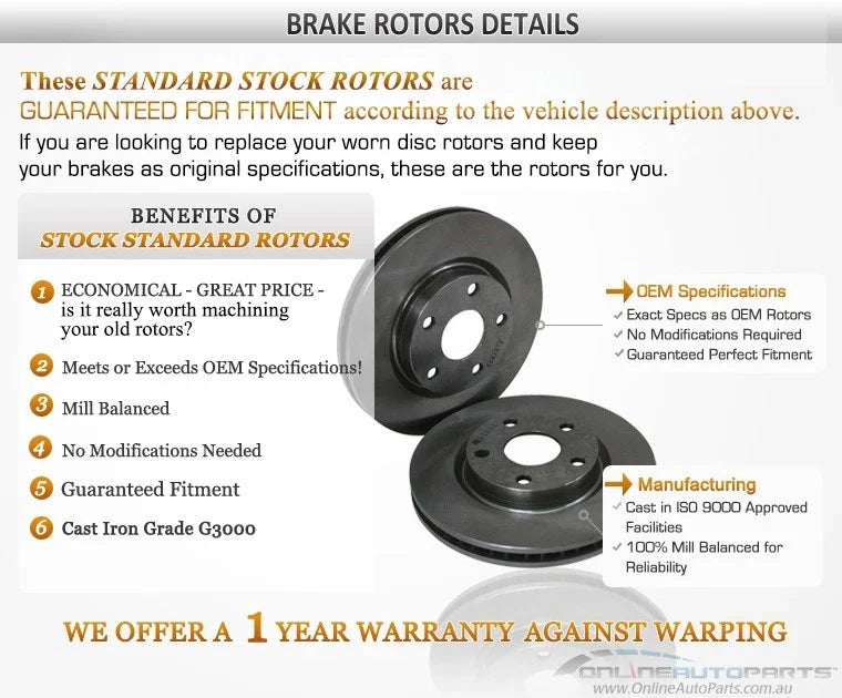 LH+RH Rear Disc Brake Rotors for Mitsubishi Lancer (2007-2010)