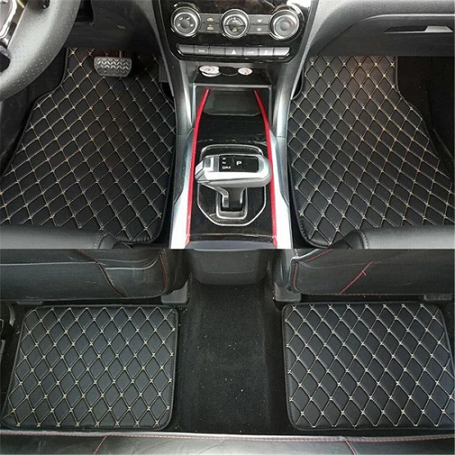 4 x Universal Black PU Leather Car Floor Mats Waterproof for All Models