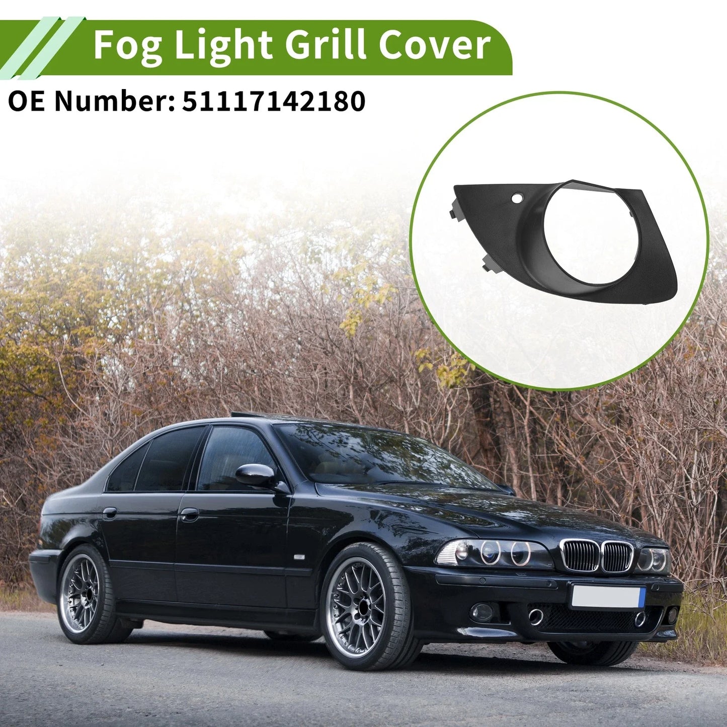 1 Pc Car Front Right Fog Light Grill for BMW E65 E66 Black (2006-2008)
