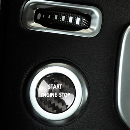 Black Carbon Fiber Engine Start Stop Button Cover for Land Rover Discovery (10-16)