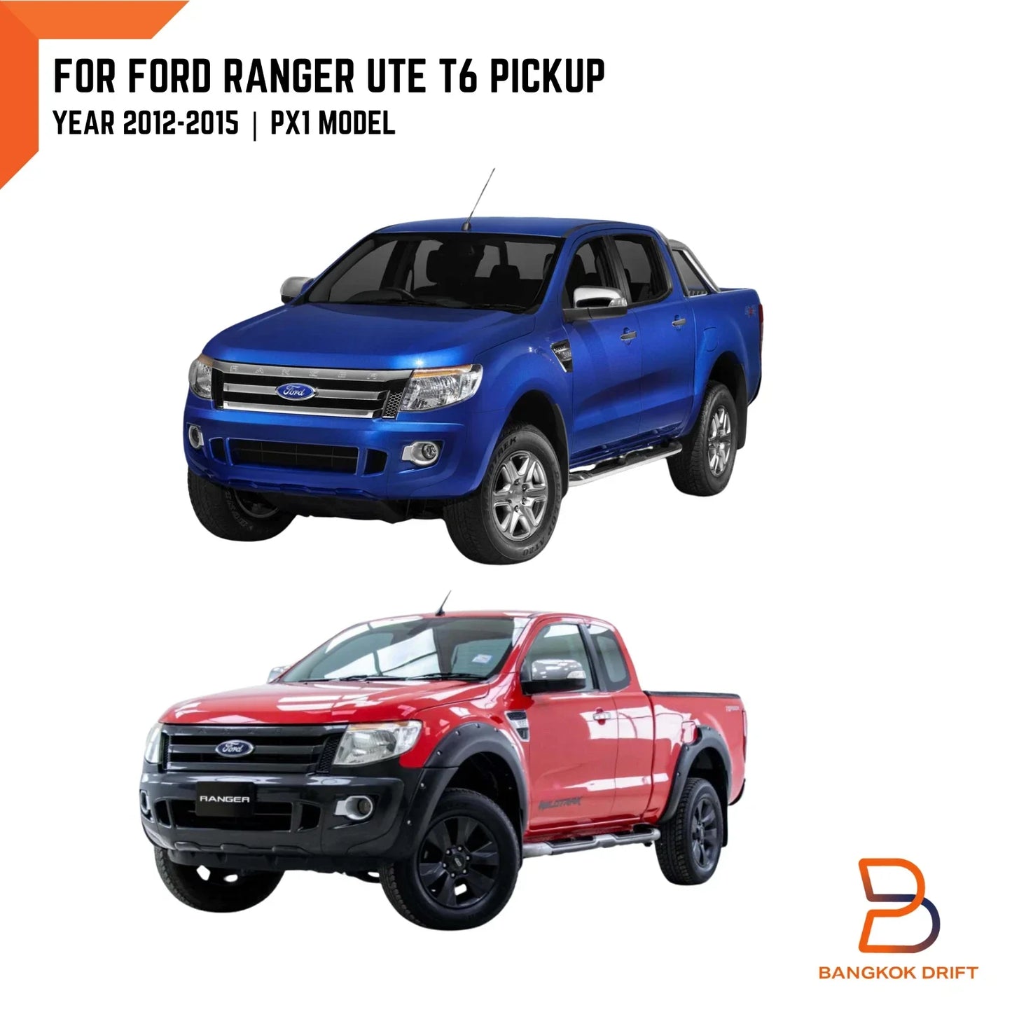 Matte Black Headlight Lamp Cover Trim for Ford Ranger UTE (2012-2015)