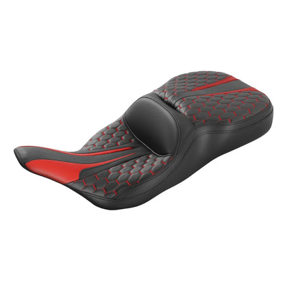 Black Red Rider Passenger Seat for Harley Electra Glide FLHT (1997-2007)