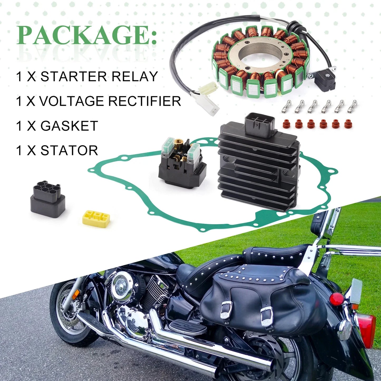 Stator Relay Rectifier W Gasket for Yamaha V-Star 1100 XVS1100 (2004–2009)