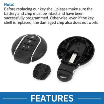 3 Buttons Keyless Entry Remote Fob Case for BMW Mini Cooper (2015 - 2017)