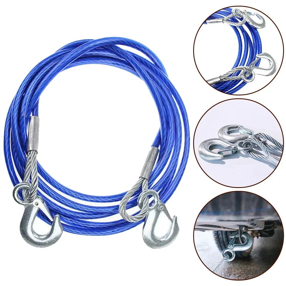 Blue Rubber Coated Tow Recovery Hook Rope 5 Ton 4Meter for Vehicle