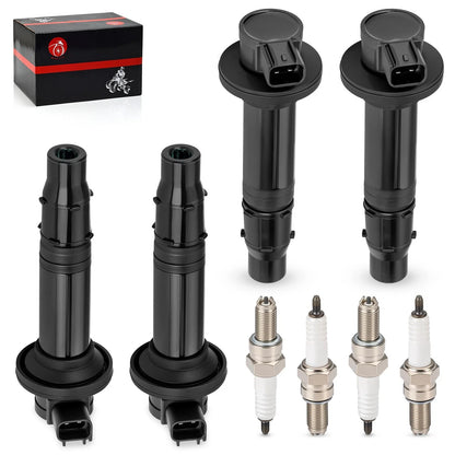 4Pcs Ignition Coils & Spark Plugs for Yamaha YZF R6 (1999–2002)