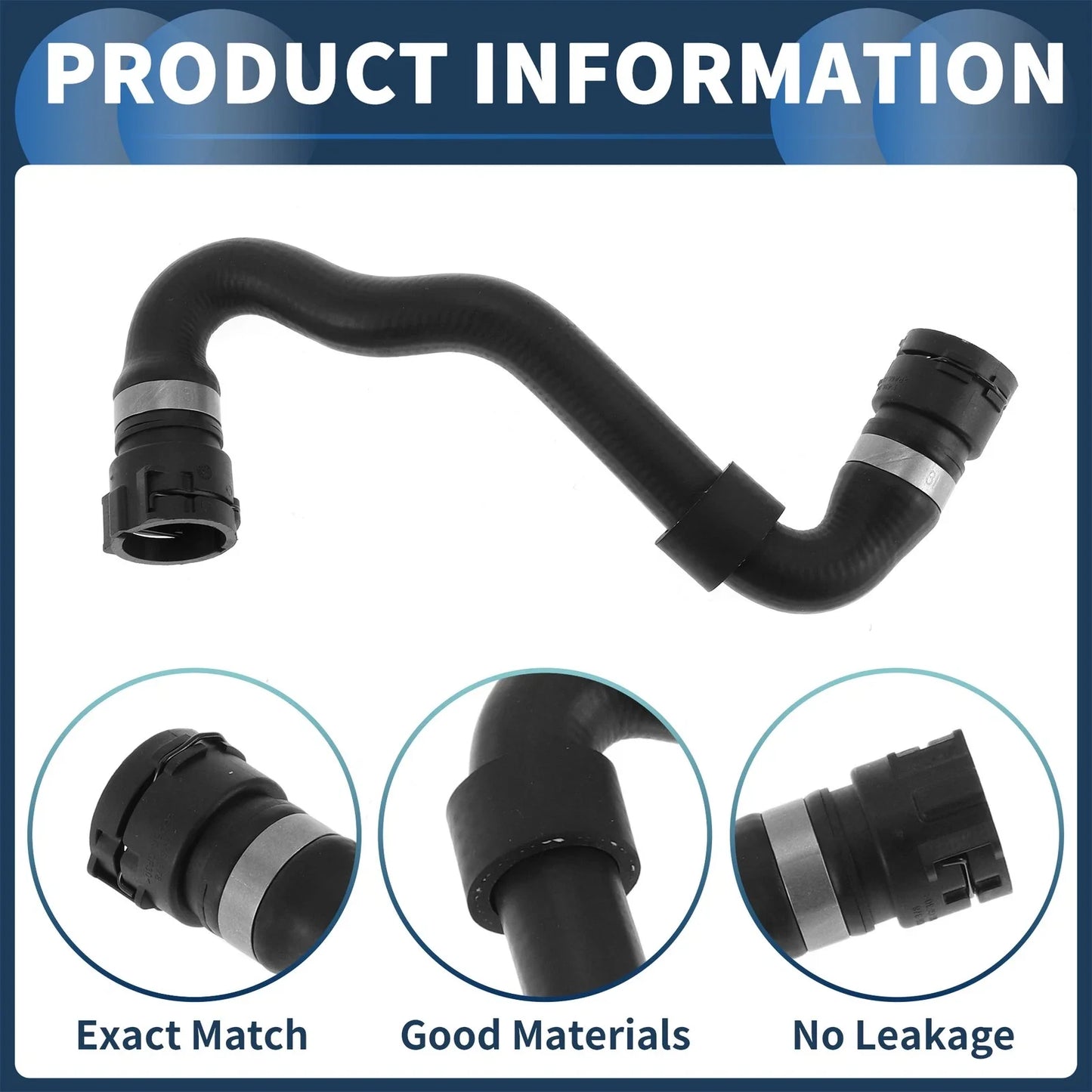 HVAC Heater Hose Rubber Black for BMW X5 3.0i (2001 - 2006)