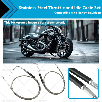Throttle & Idle Cable Set 56-1/2" Stainless Steel for Harley-Davidson