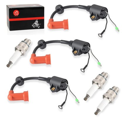 3x Ignition Coil & Spark Plug Cap for Yamaha Outboard 9.9-250