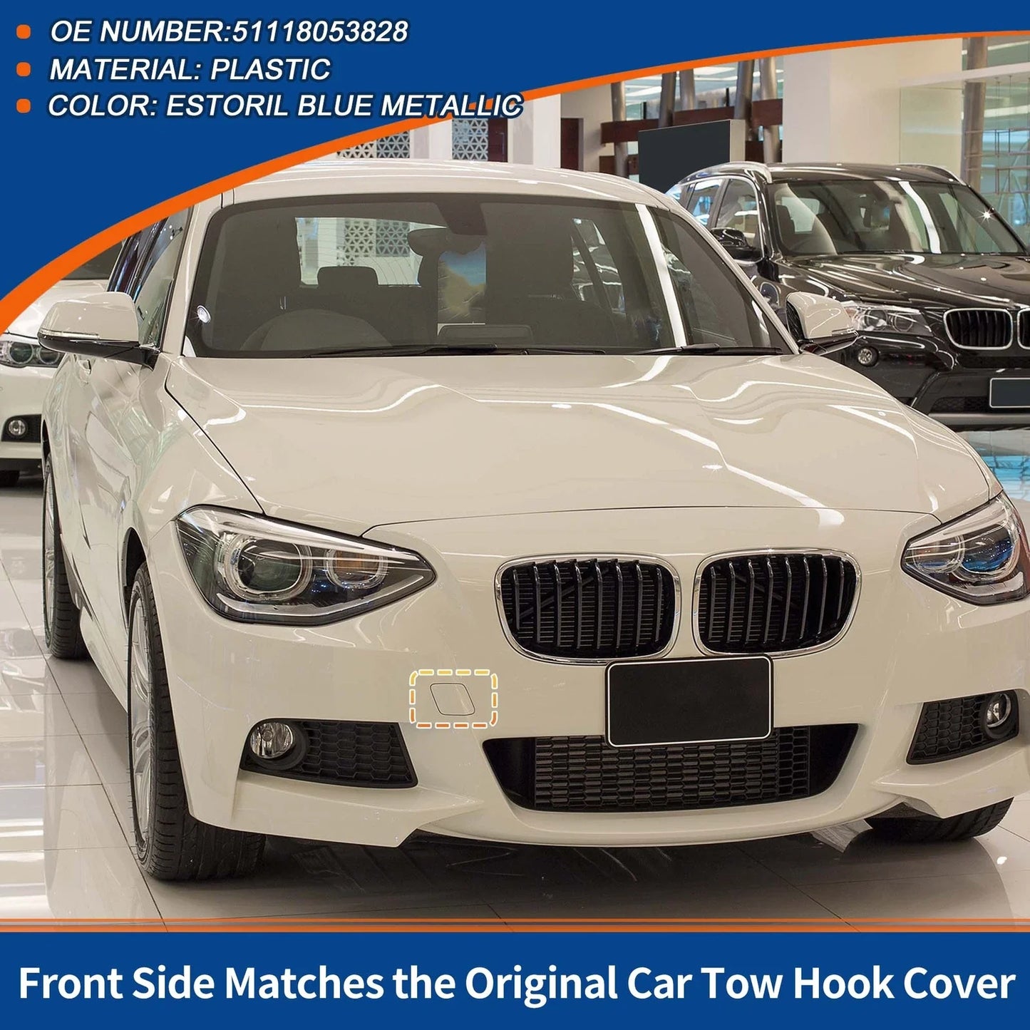 Tow Hook Cover Front Bumper for BMW Estoril Blue Metallic