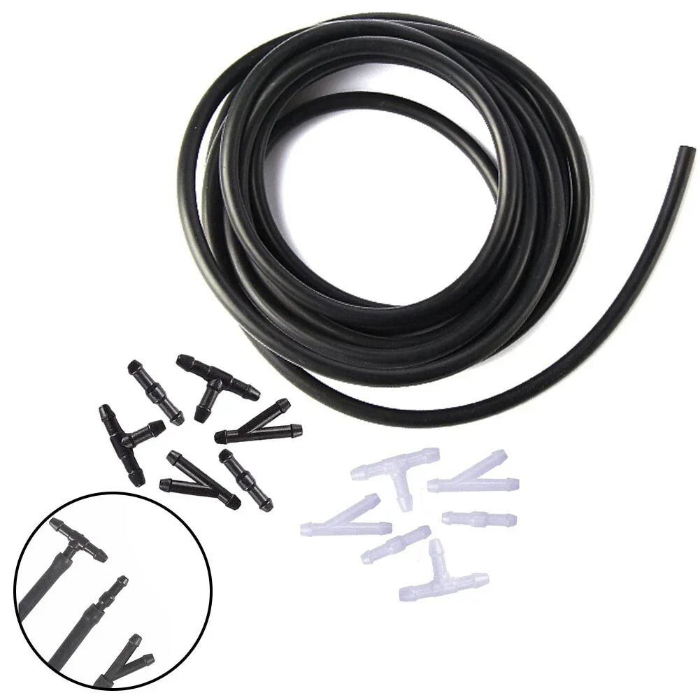 Windshield Wiper Washer Nozzle Hose Kit 4m 12 Connector Black/White