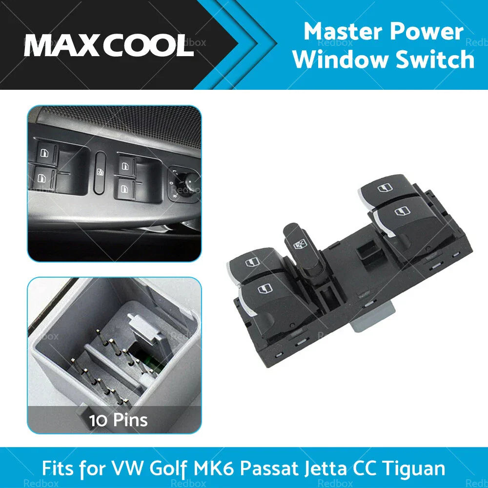 Master Power Window Switch for VW Golf MK6, Passat, Jetta, CC, Tiguan (2010-2014)