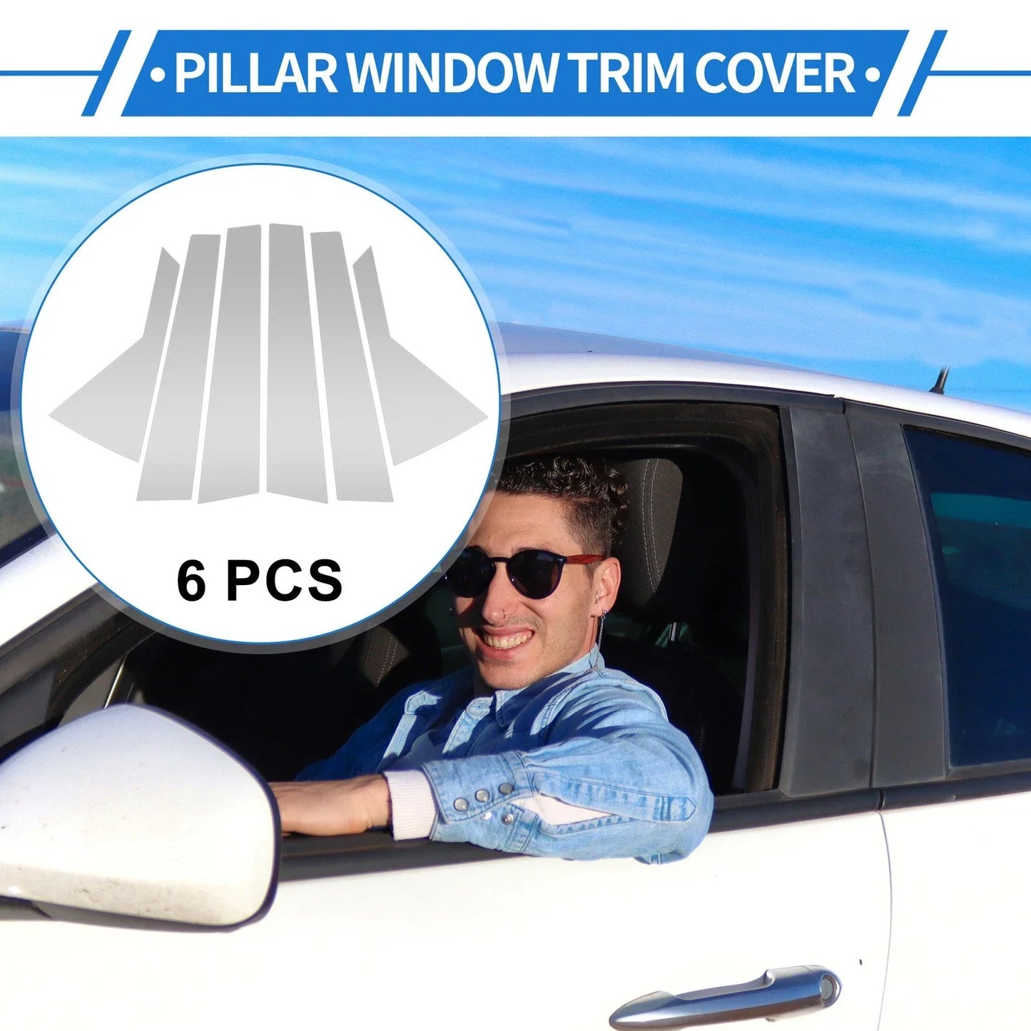 6 Pcs Door Pillar Window Trim for Hyundai Tucson IX35 (2010-2015) Silver Tone