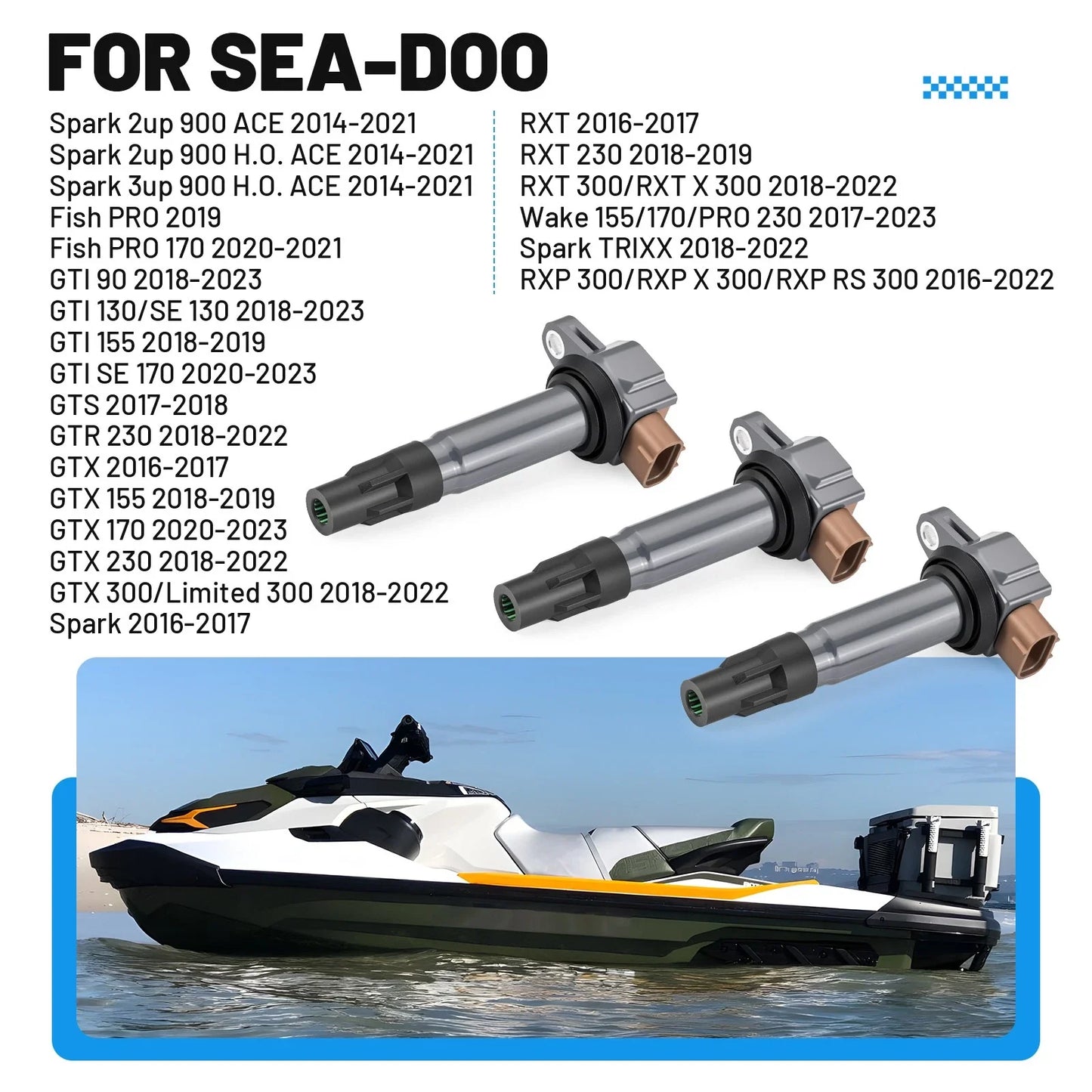 3 x Ignition Coils for Sea-Doo GTI GTS GTX RXP RXT