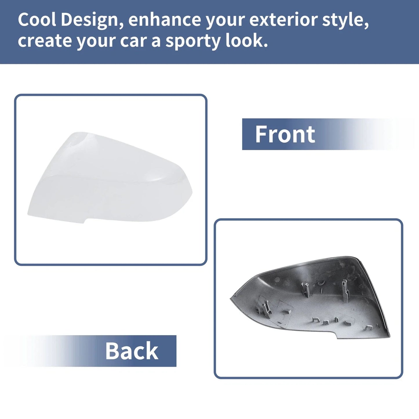Left/Right Mirror Cover Caps White for BMW 1 Series Hatchback