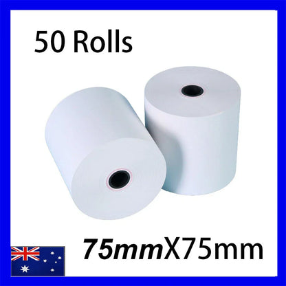 50 x 75x75mm 1 Ply White Bond Paper Rolls for Cash Register Receipts