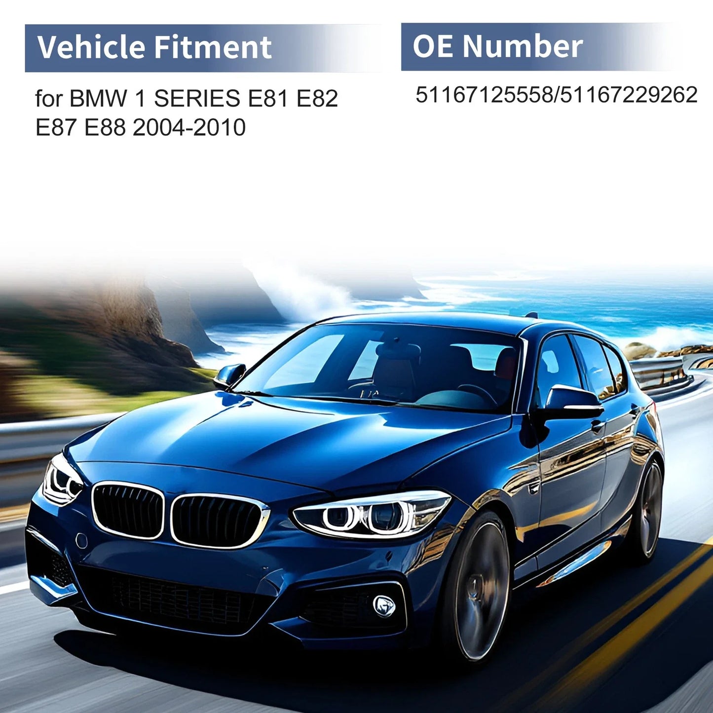 Mirror Cover Cap Replacement Gray for BMW 1 Series (2004-2010)