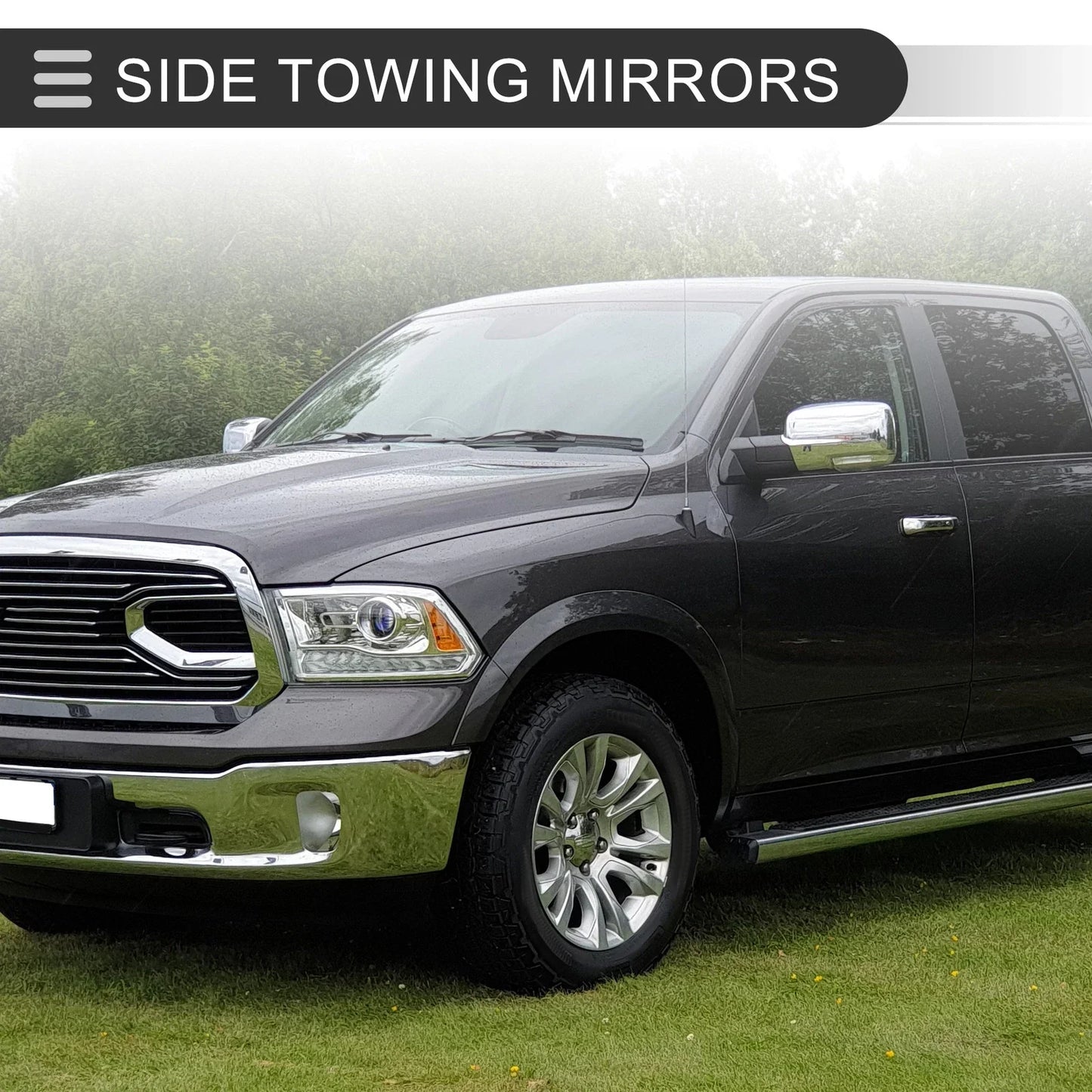 Tow Mirrors for Dodge Ram 1500 with Turn Signal Light Silver Tone 2 x  (2009-2018)