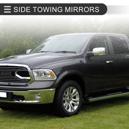Tow Mirrors for Dodge Ram 1500 with Turn Signal Light Silver Tone 2 x  (2009-2018)