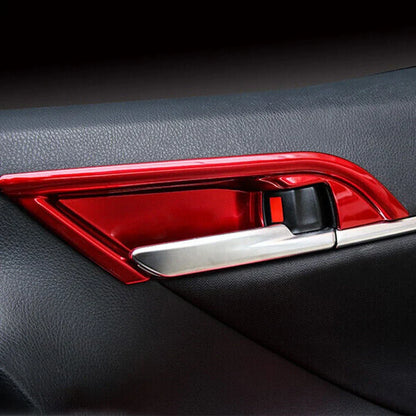 4Pcs Red Interior Door Handle Bowl Covers for Toyota Camry (2018-2023)