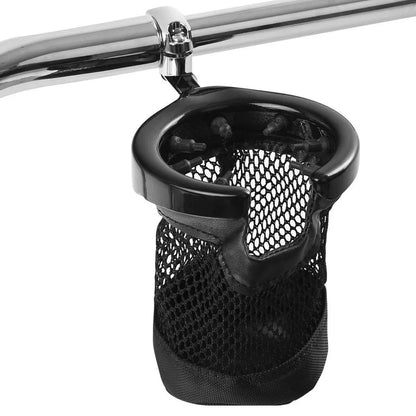 25mm Handlebar Cup Holder Metal Drink w/ Mesh Basket for Harley Touring