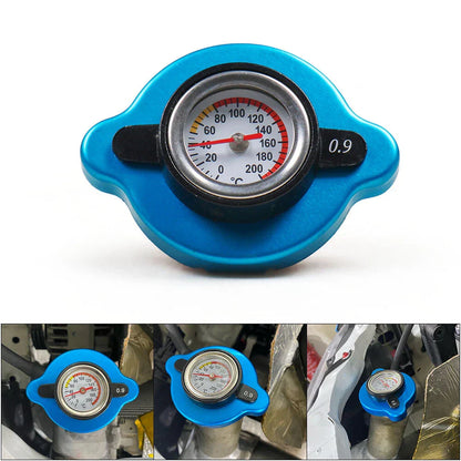 Stainless Radiator Cap Tank Cover Water Temp Gauge 0.9Bar for ATV UTV RVs