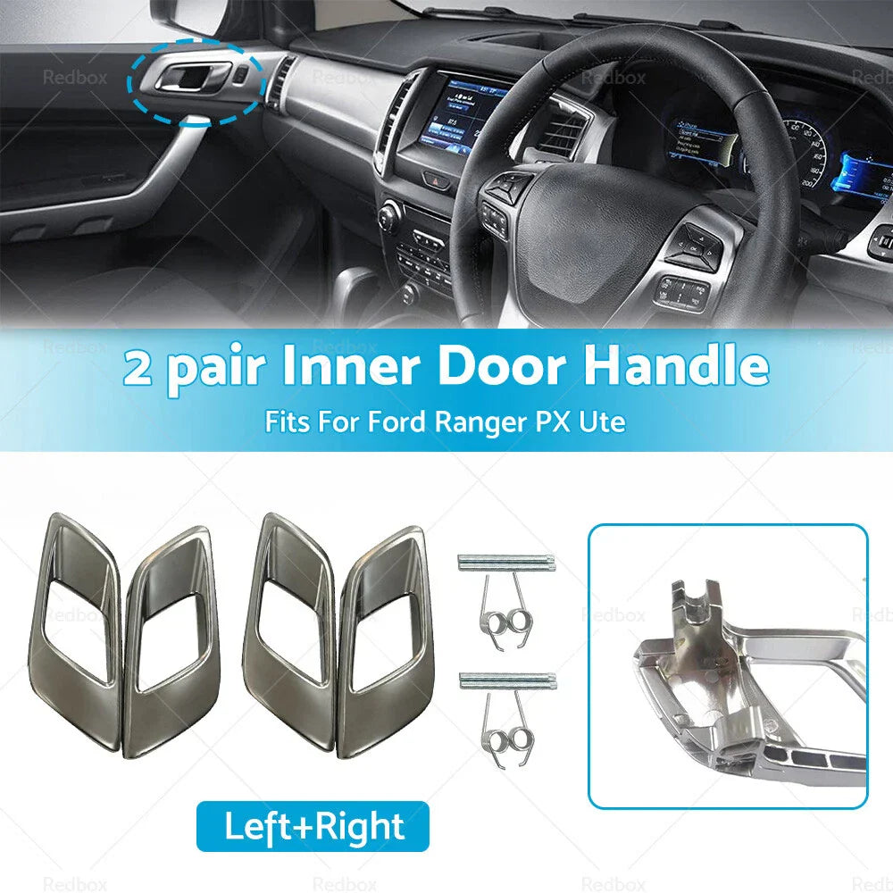 4 x Front Rear Inner Door Handles Dark Chrome for Ford Ranger (2011-2023)