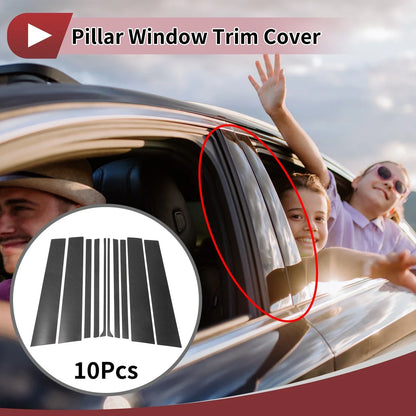 10 x Door Pillar Window Trim for Mercedes-Benz GLS (2020-2022) Black Carbon Fiber
