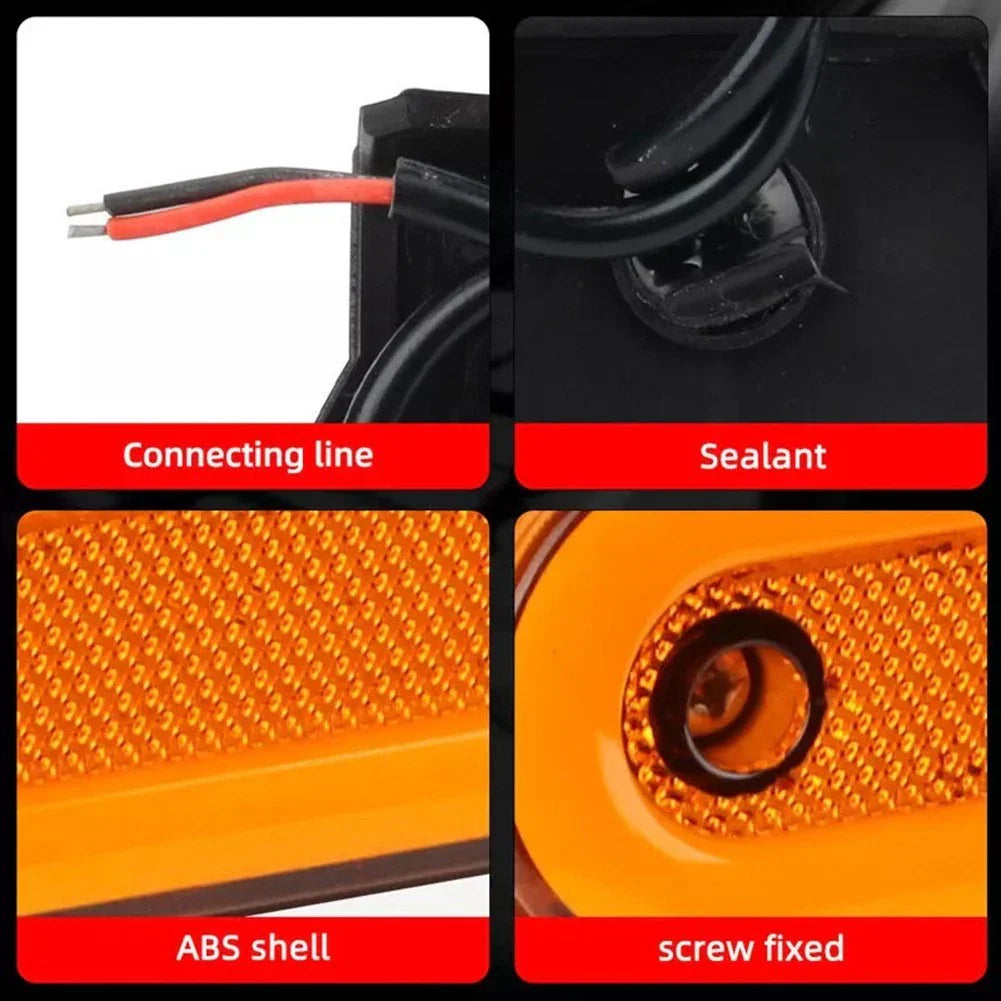 10 Piece Set Orange Amber LED Lights for Trailers and Trucks 12V 24V