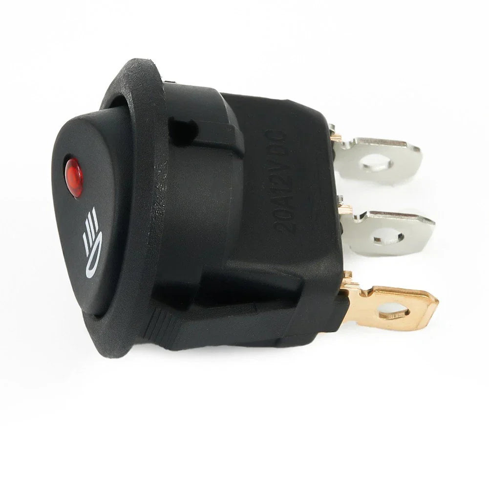 Fog Light Switch Round 12V Red LED 23mm On Off ABS Plastic