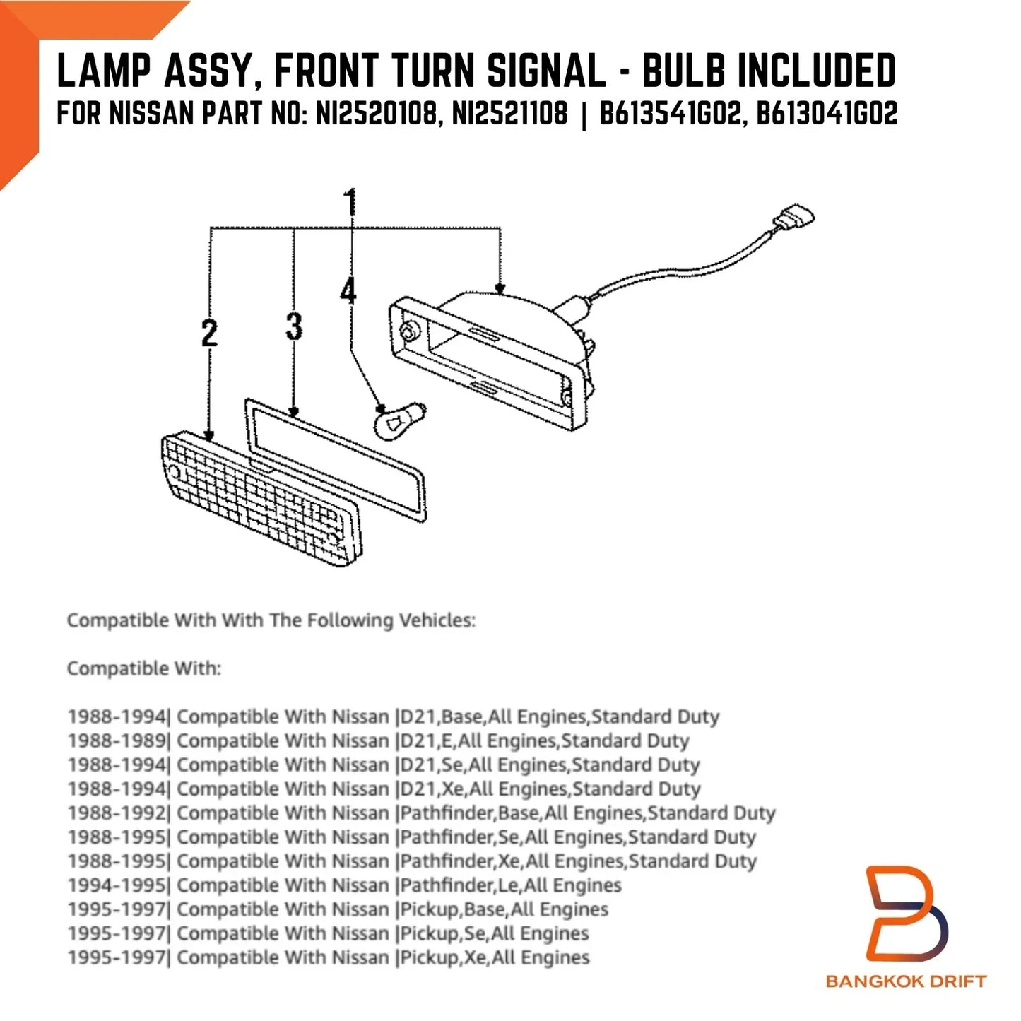 Crystal Front Bumper Signal Light for Nissan Navara D21 Pathfinder (88-97)