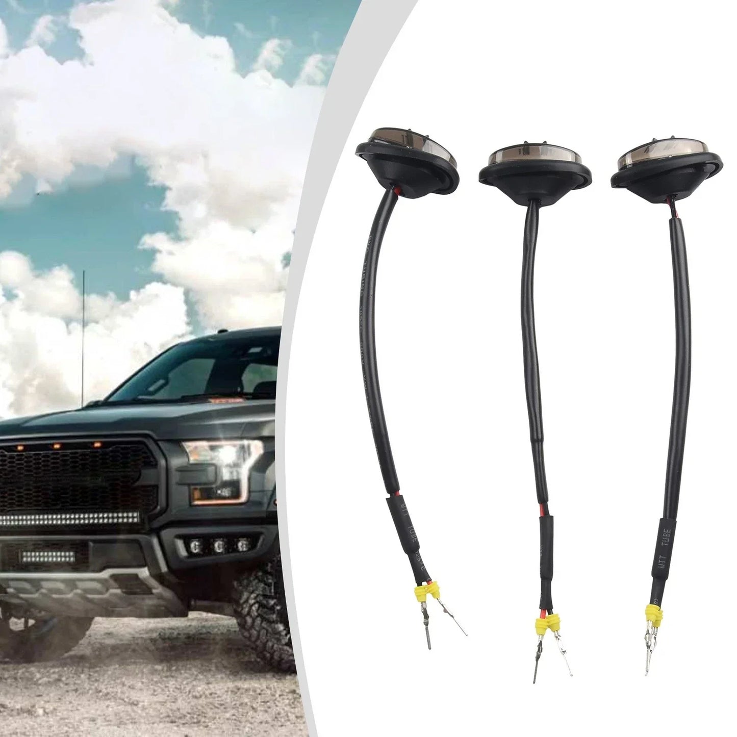 Raptor-Style Smoked Lens Amber LED Front Grille Running Lights for Ford F-150