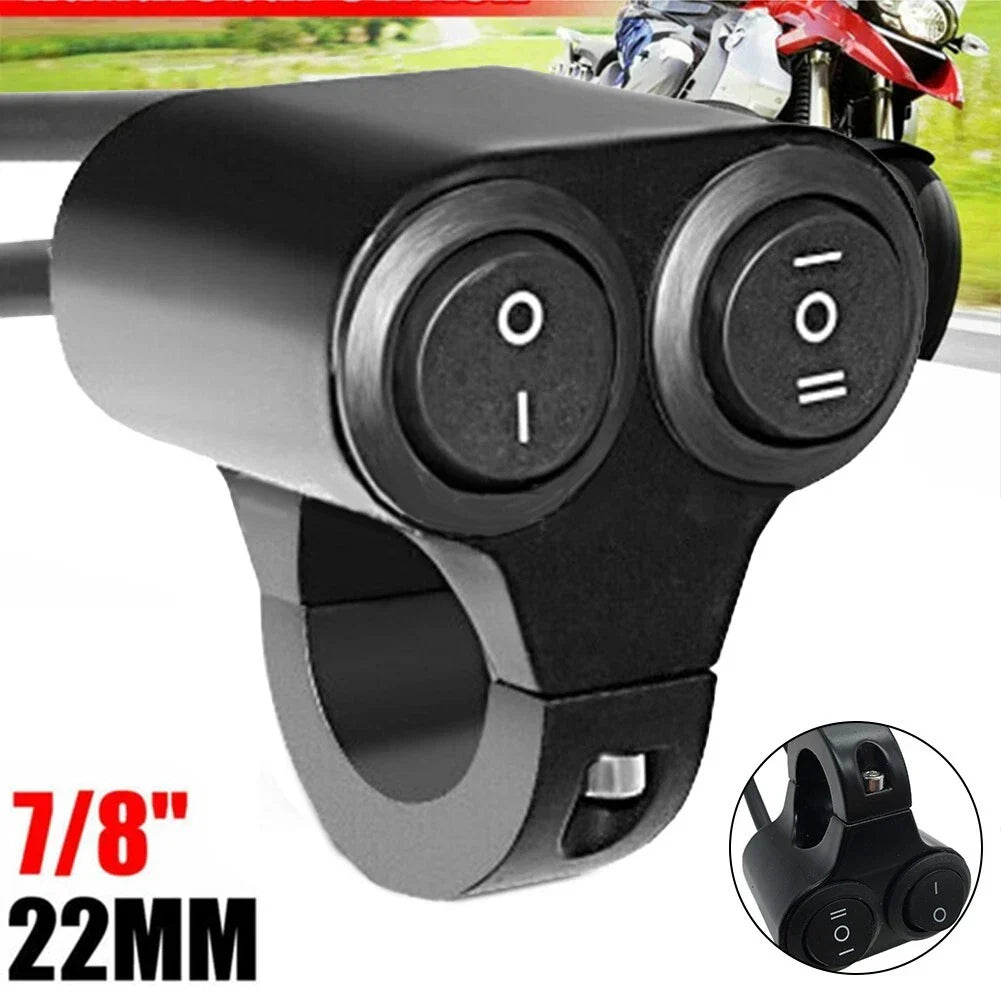 10A Switch 22mm 7/8" Dual Button Fittings Fog Spot Light Handlebar for ATV