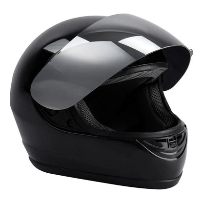 Full Face Motorcycle Helmet Glossy Silver for Street Bike Adult S-XXL