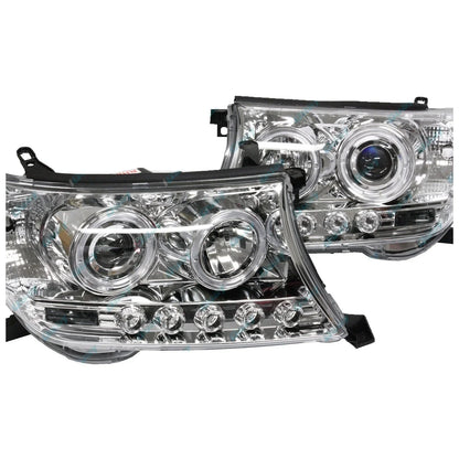 2 Headlights for Toyota Landcruiser 200 Series 07-15 Angel Eye Projector LED