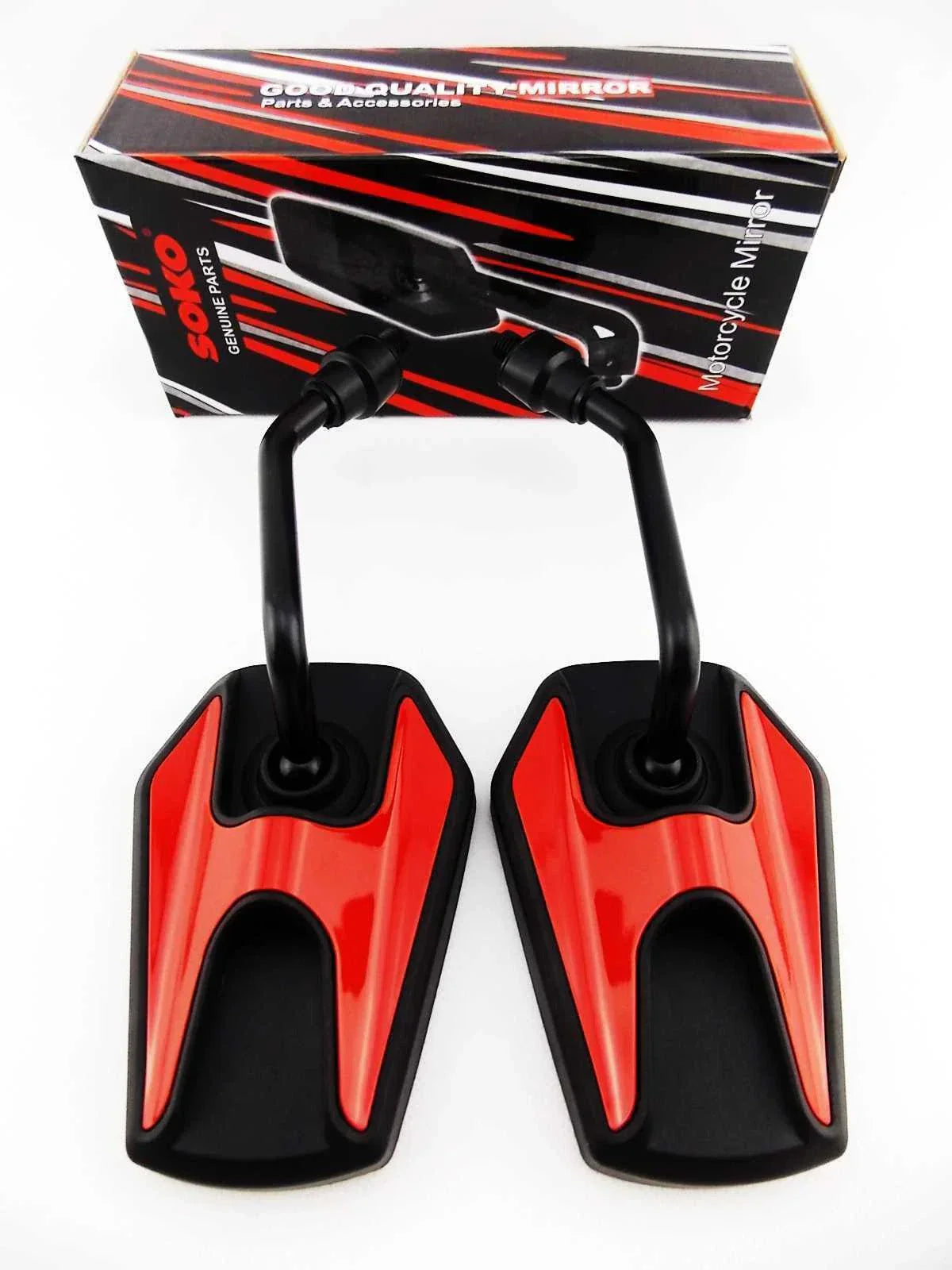 Black Red Hex Soko Mirrors for Suzuki DR350 (1989-2000)