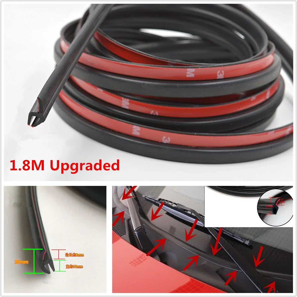 1.8M Rubber Sealing Trim Moulding Strips for Car Windshield Panel (All Years)